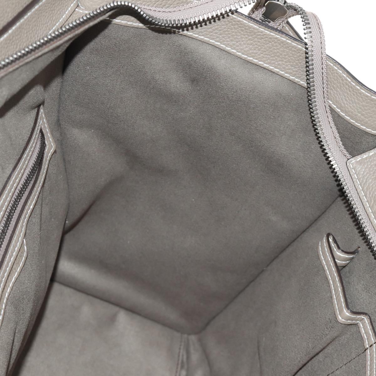 CELINE Luggage Mini Shopper Hand Bag Leather Gray Silver Auth yk20501SAM
