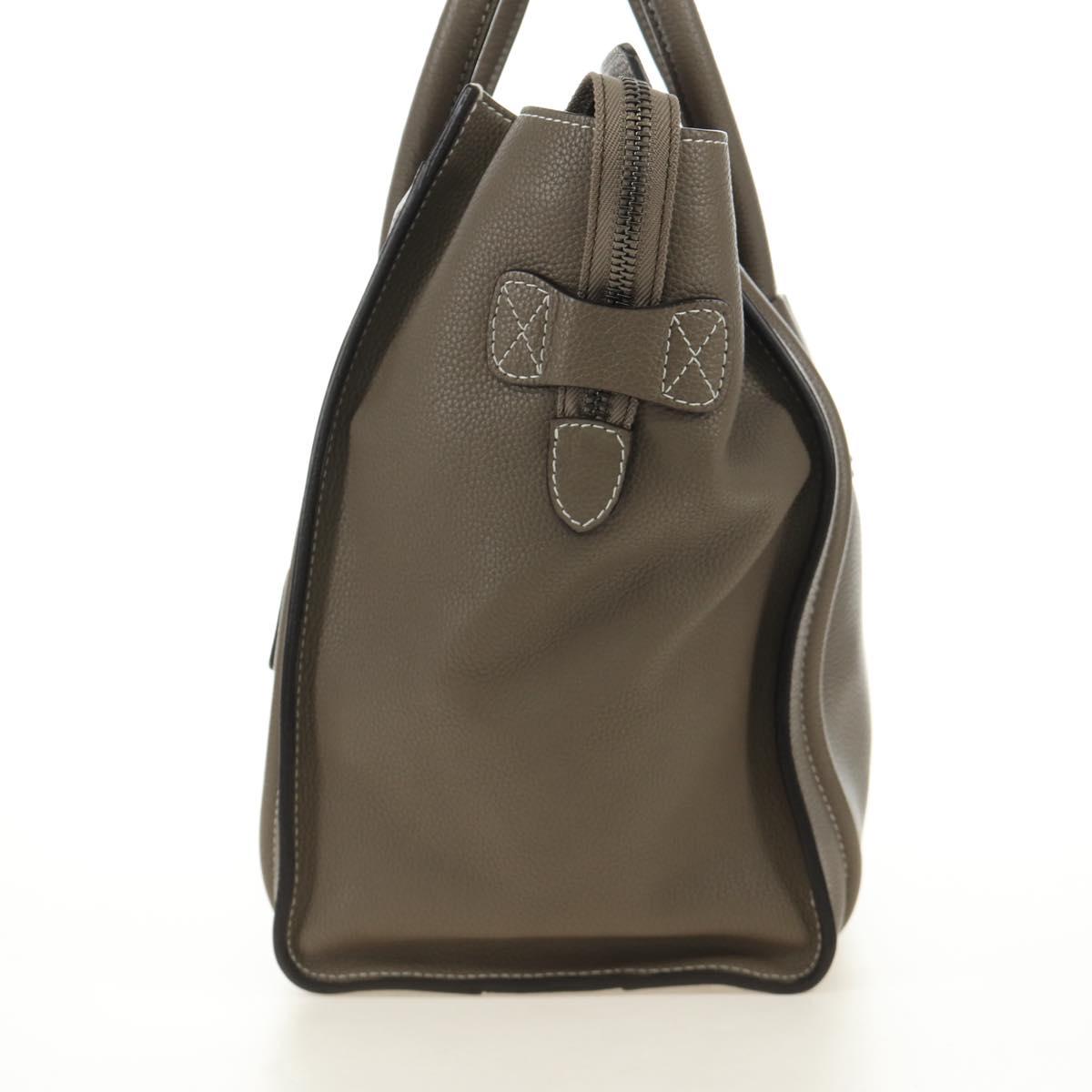 CELINE Luggage Mini Shopper Hand Bag Leather Gray Silver Auth yk20501SAM