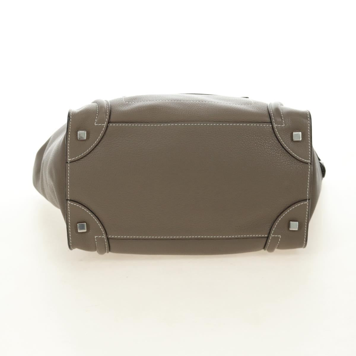 CELINE Luggage Mini Shopper Hand Bag Leather Gray Silver Auth yk20501SAM