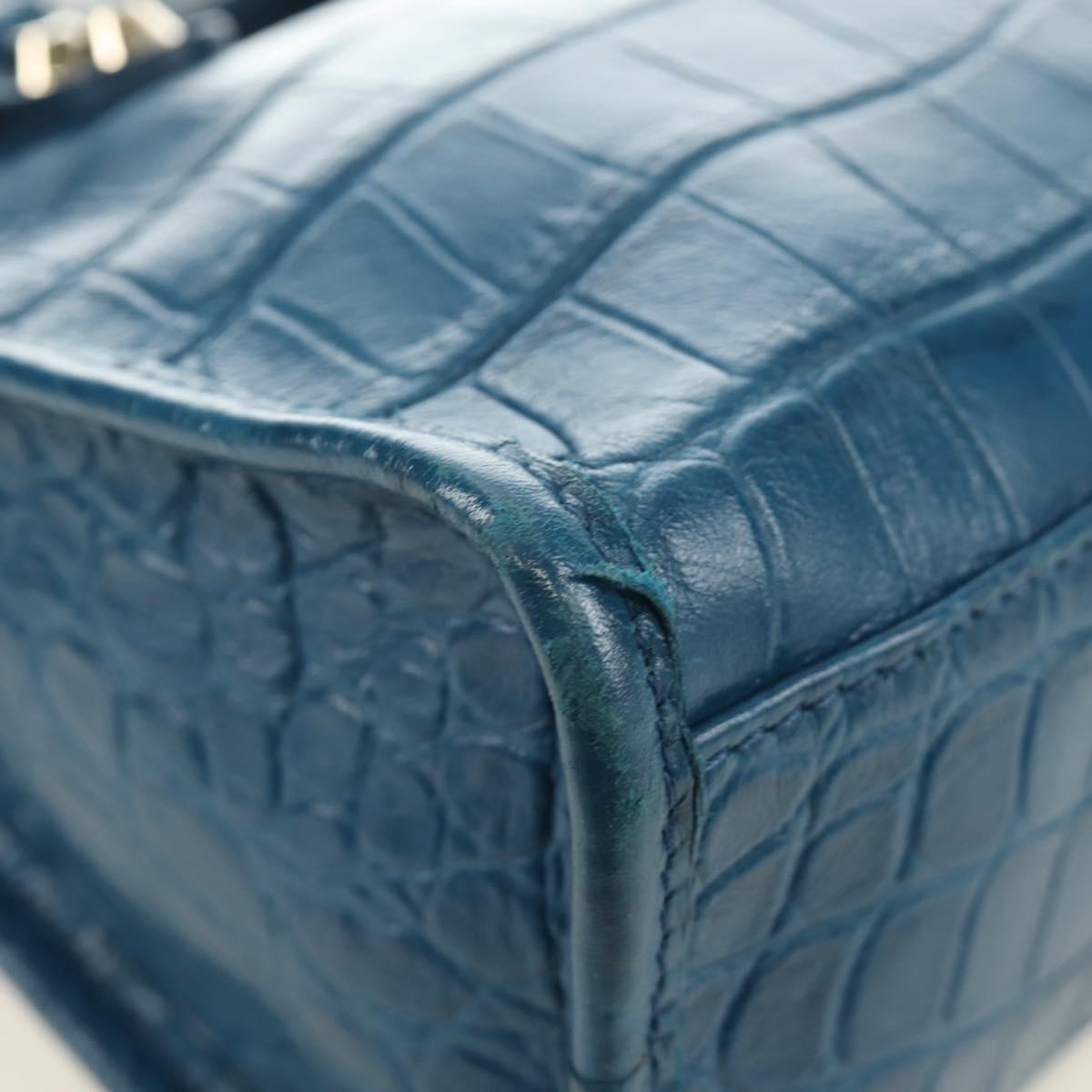 BALENCIAGA Classic Mini City Bag Embossed leather Blue 300295 Auth yk20503SAM
