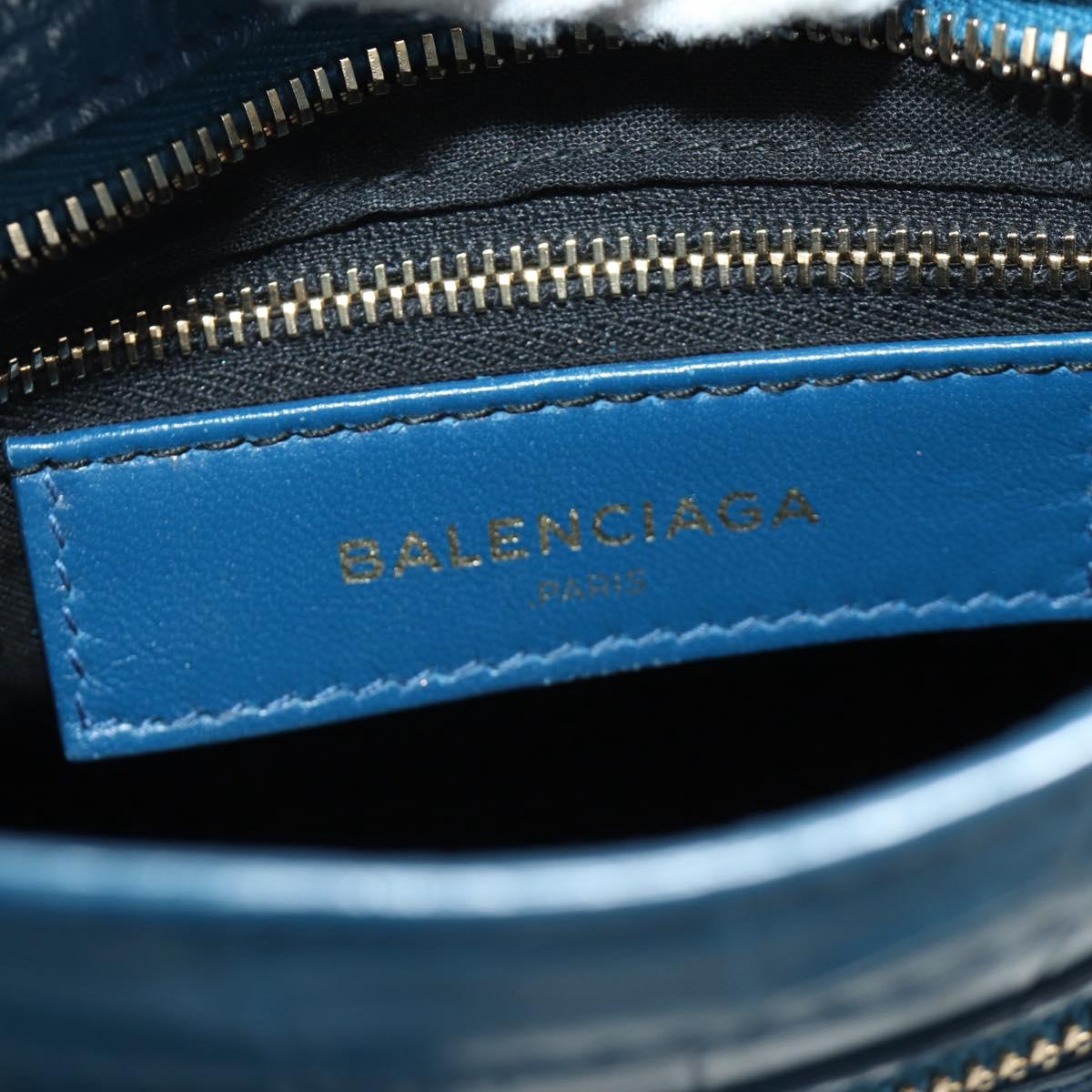 BALENCIAGA Classic Mini City Bag Embossed leather Blue 300295 Auth yk20503SAM