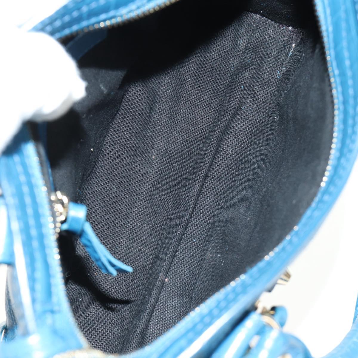 BALENCIAGA Classic Mini City Bag Embossed leather Blue 300295 Auth yk20503SAM