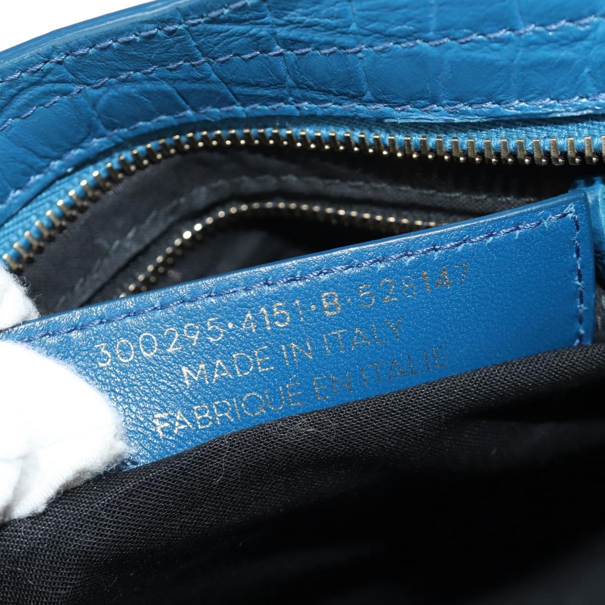 BALENCIAGA Classic Mini City Bag Embossed leather Blue 300295 Auth yk20503SAM