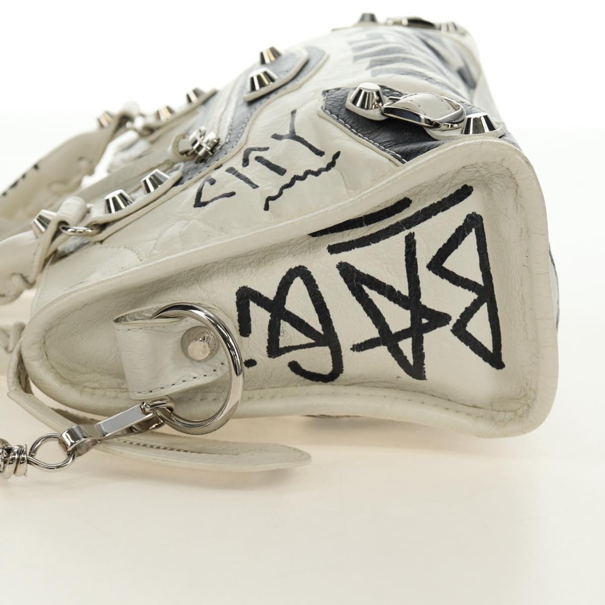 BALENCIAGA Graffiti Classic Mini City Leather 2way White 300295 Auth yk20504SAM