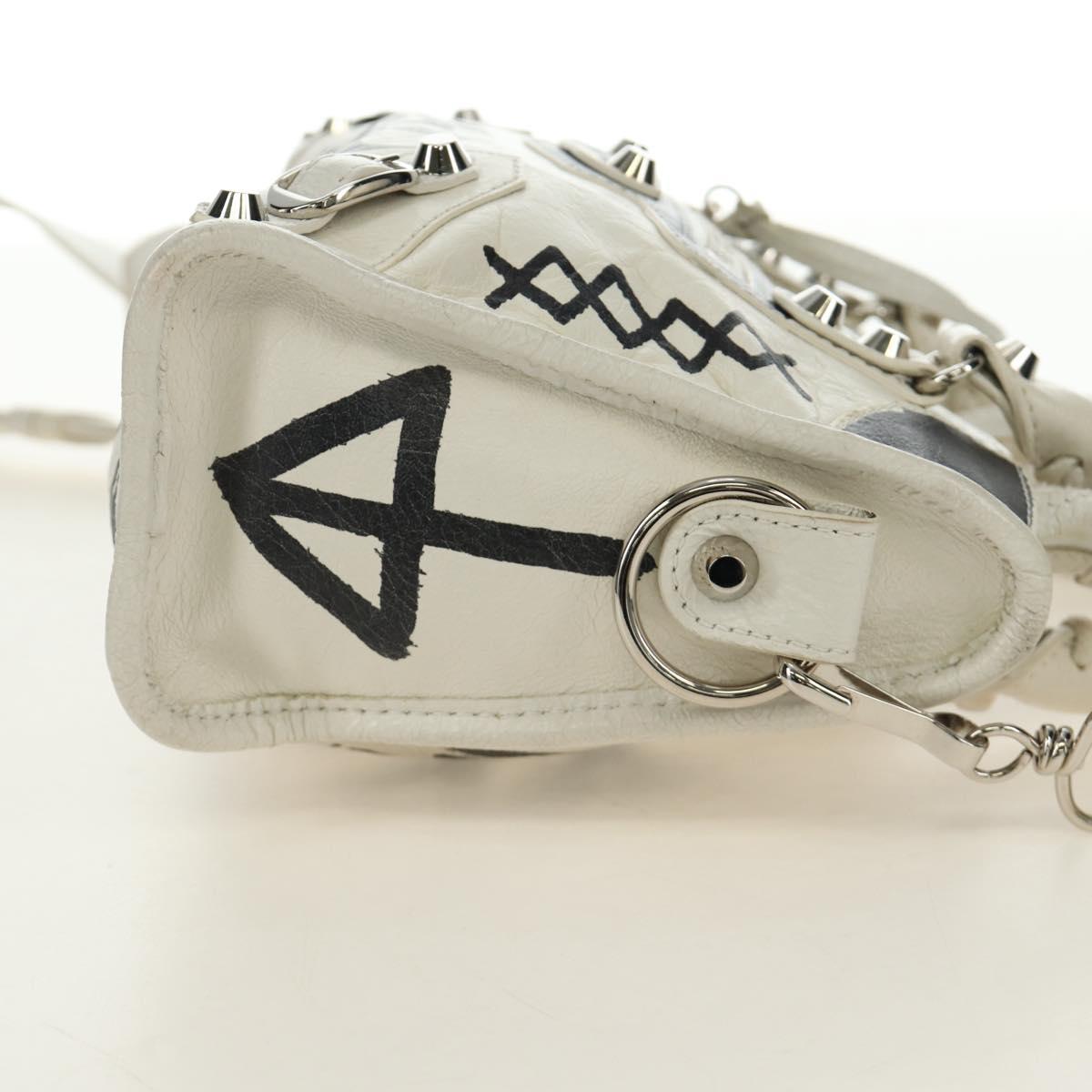BALENCIAGA Graffiti Classic Mini City Leather 2way White 300295 Auth yk20504SAM