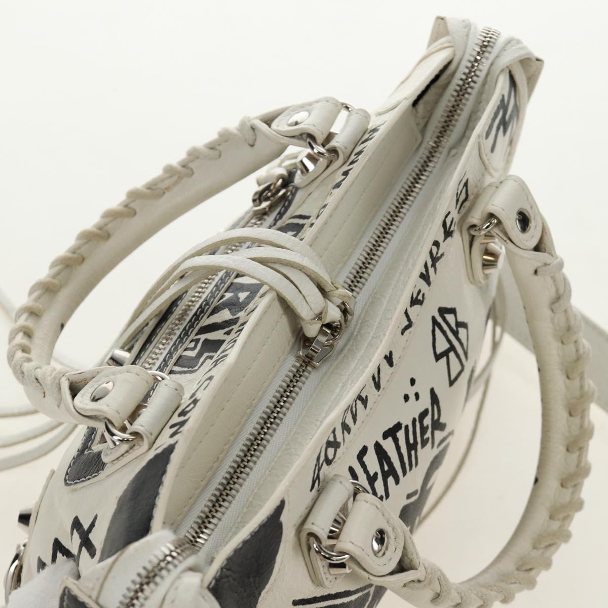 BALENCIAGA Graffiti Classic Mini City Leather 2way White 300295 Auth yk20504SAM