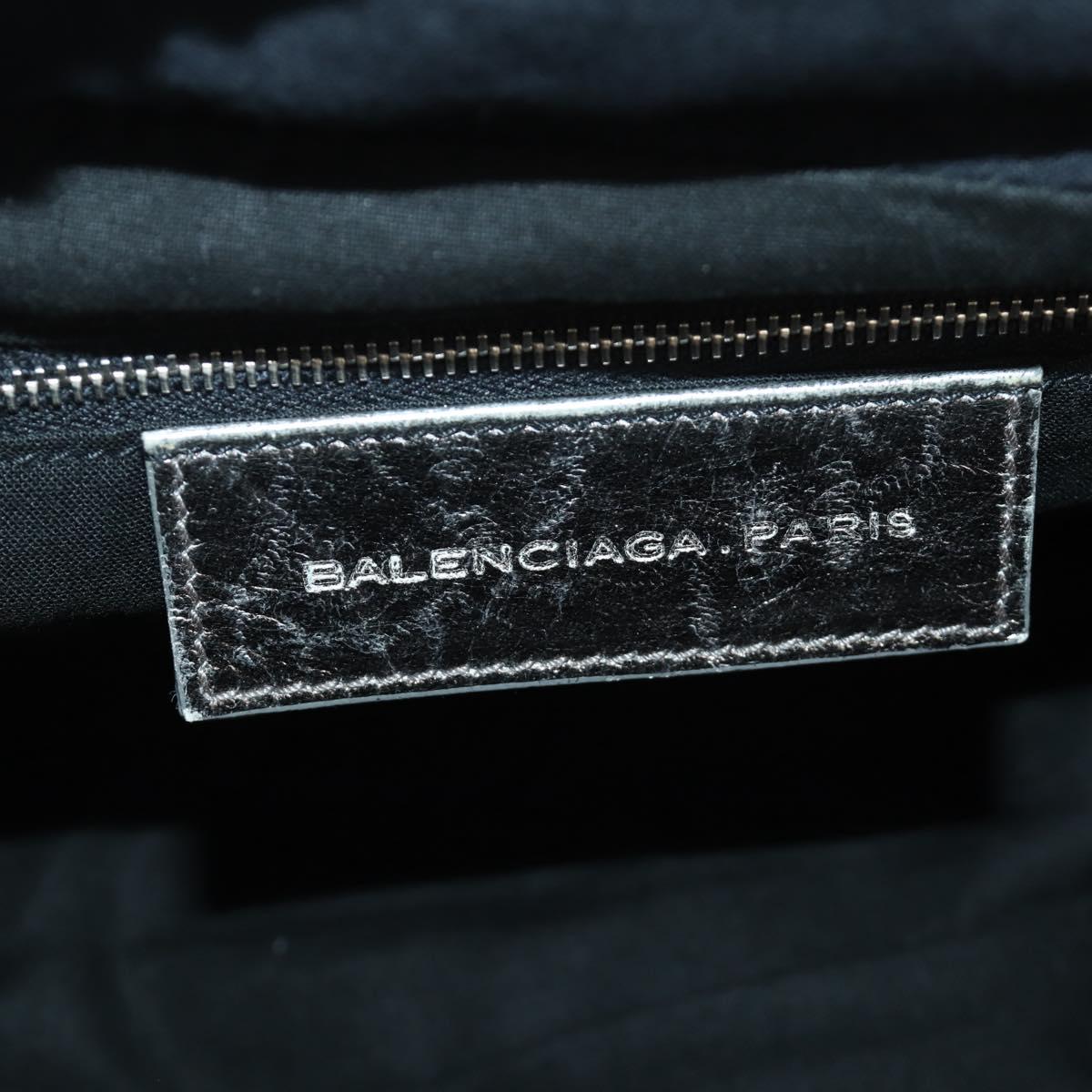 BALENCIAGA The Box Hand Bag Leather 2way Silver 145694 Auth yk20505SAM