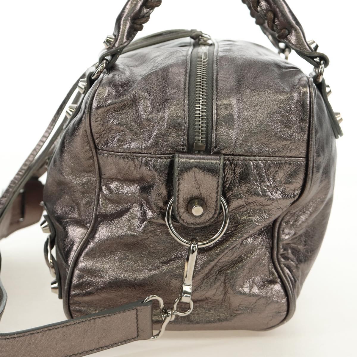 BALENCIAGA The Box Hand Bag Leather 2way Silver 145694 Auth yk20505SAM