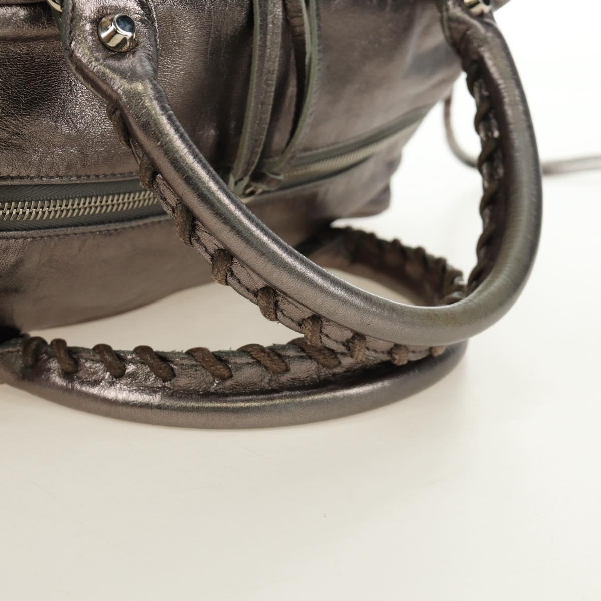 BALENCIAGA The Box Hand Bag Leather 2way Silver 145694 Auth yk20505SAM