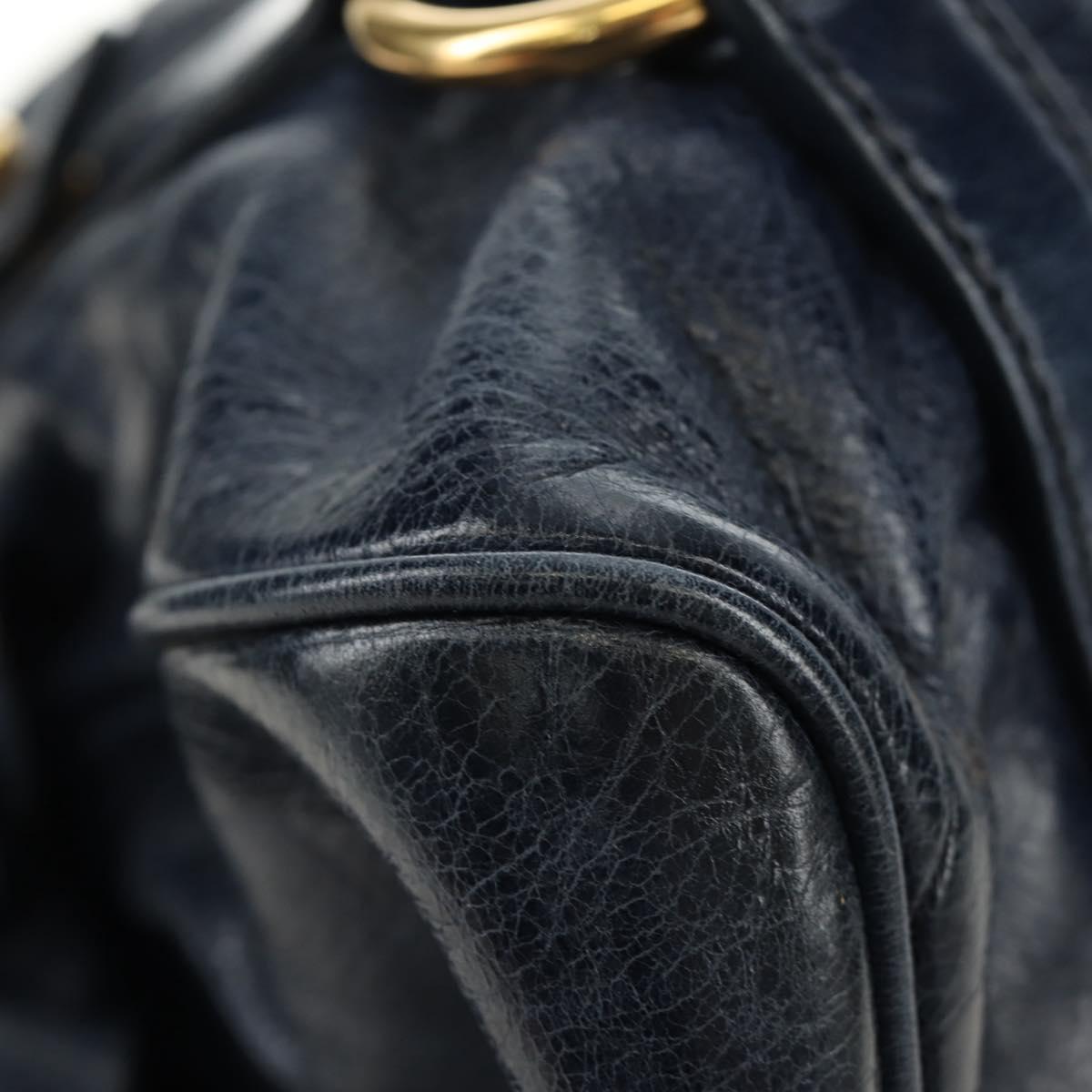 Miu Miu Hand Bag Leather 2way Navy Gold Auth yk20506SAM