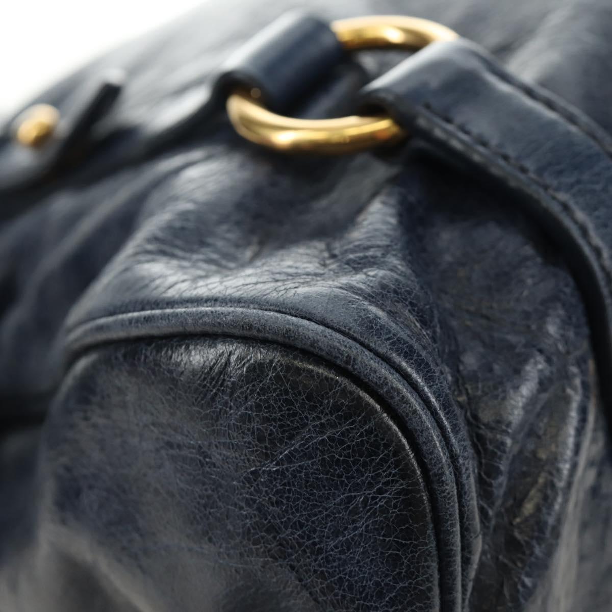 Miu Miu Hand Bag Leather 2way Navy Gold Auth yk20506SAM