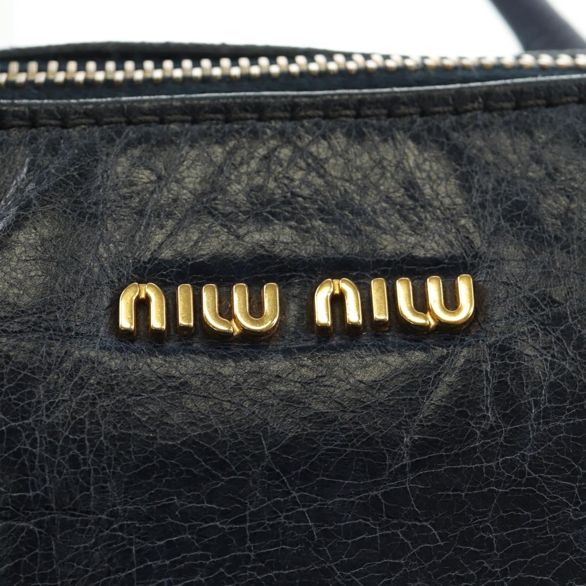 Miu Miu Hand Bag Leather 2way Navy Gold Auth yk20506SAM