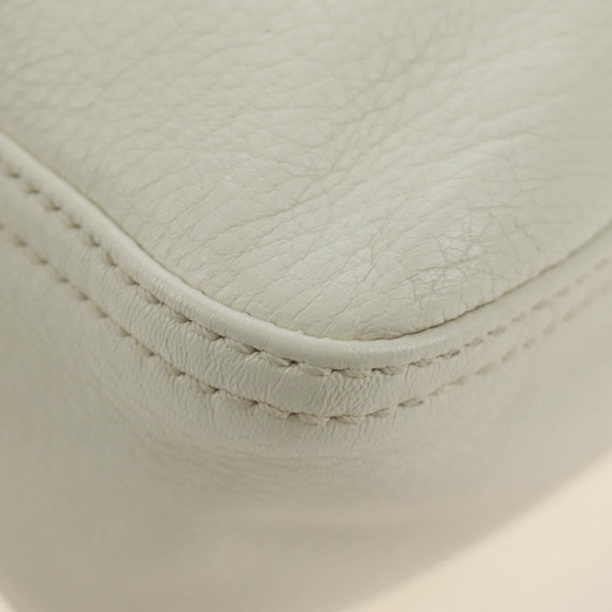 FENDI Mamma Baguette Shoulder Bag Leather White Silver Auth yk20508SAM