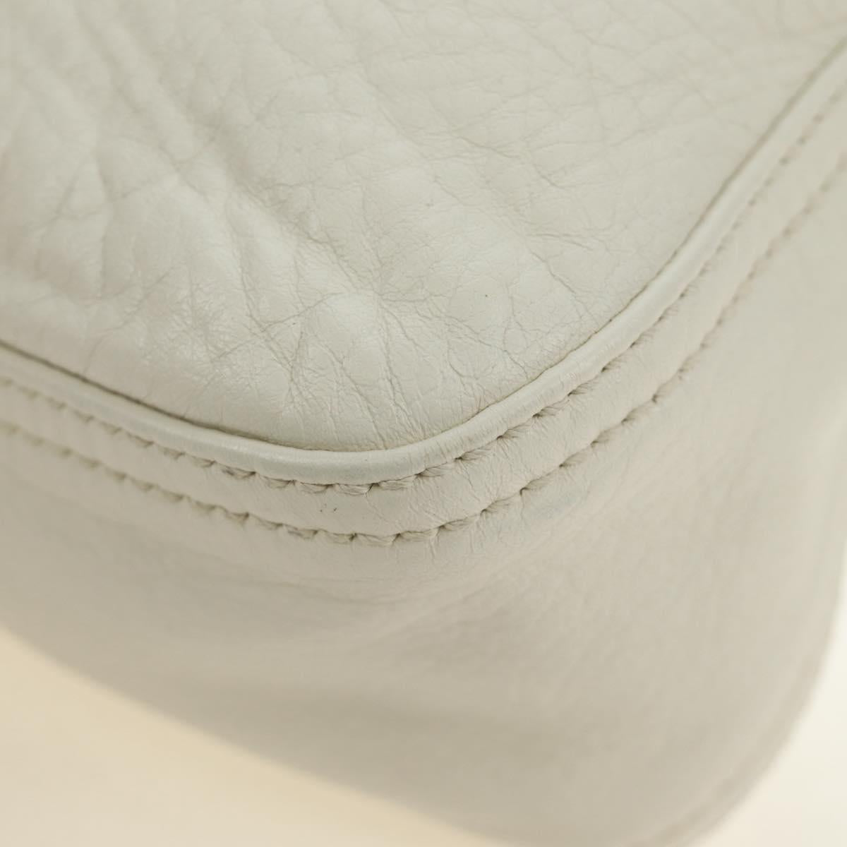 FENDI Mamma Baguette Shoulder Bag Leather White Silver Auth yk20508SAM