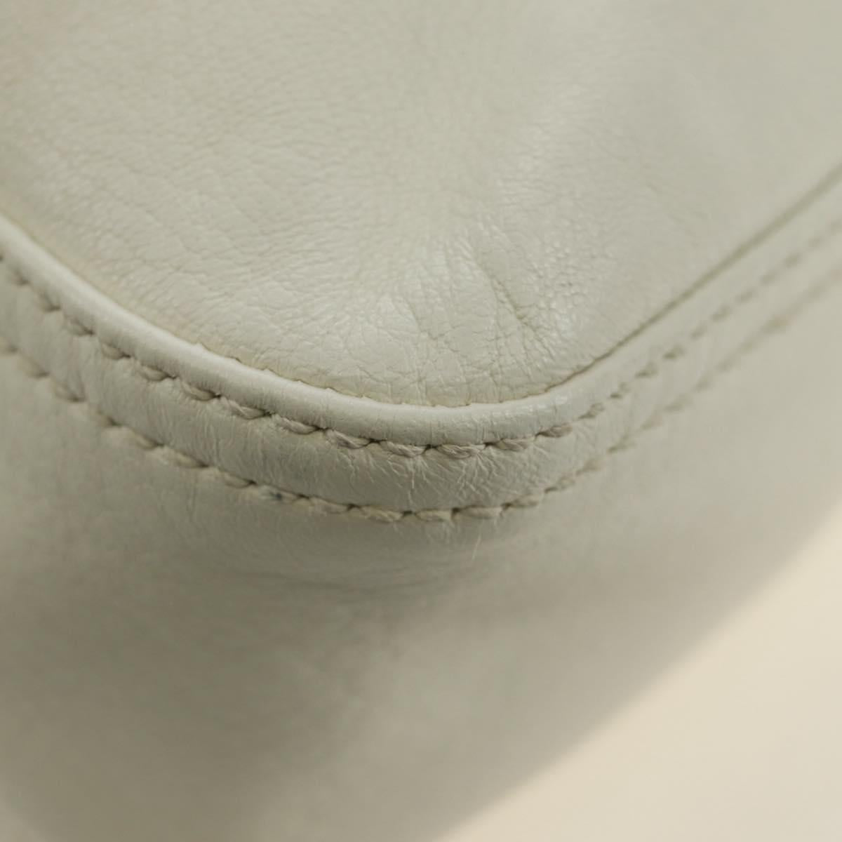 FENDI Mamma Baguette Shoulder Bag Leather White Silver Auth yk20508SAM