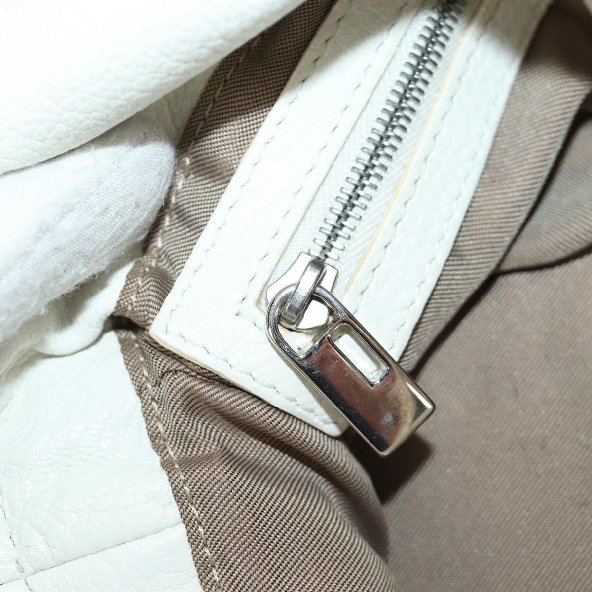 FENDI Mamma Baguette Shoulder Bag Leather White Silver Auth yk20508SAM