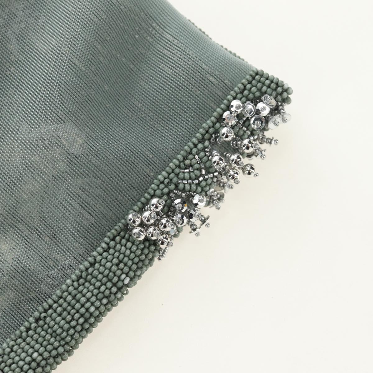 FENDI Mamma Baguette Shoulder Bag Beads 2way Green Silver Auth yk20510SM
