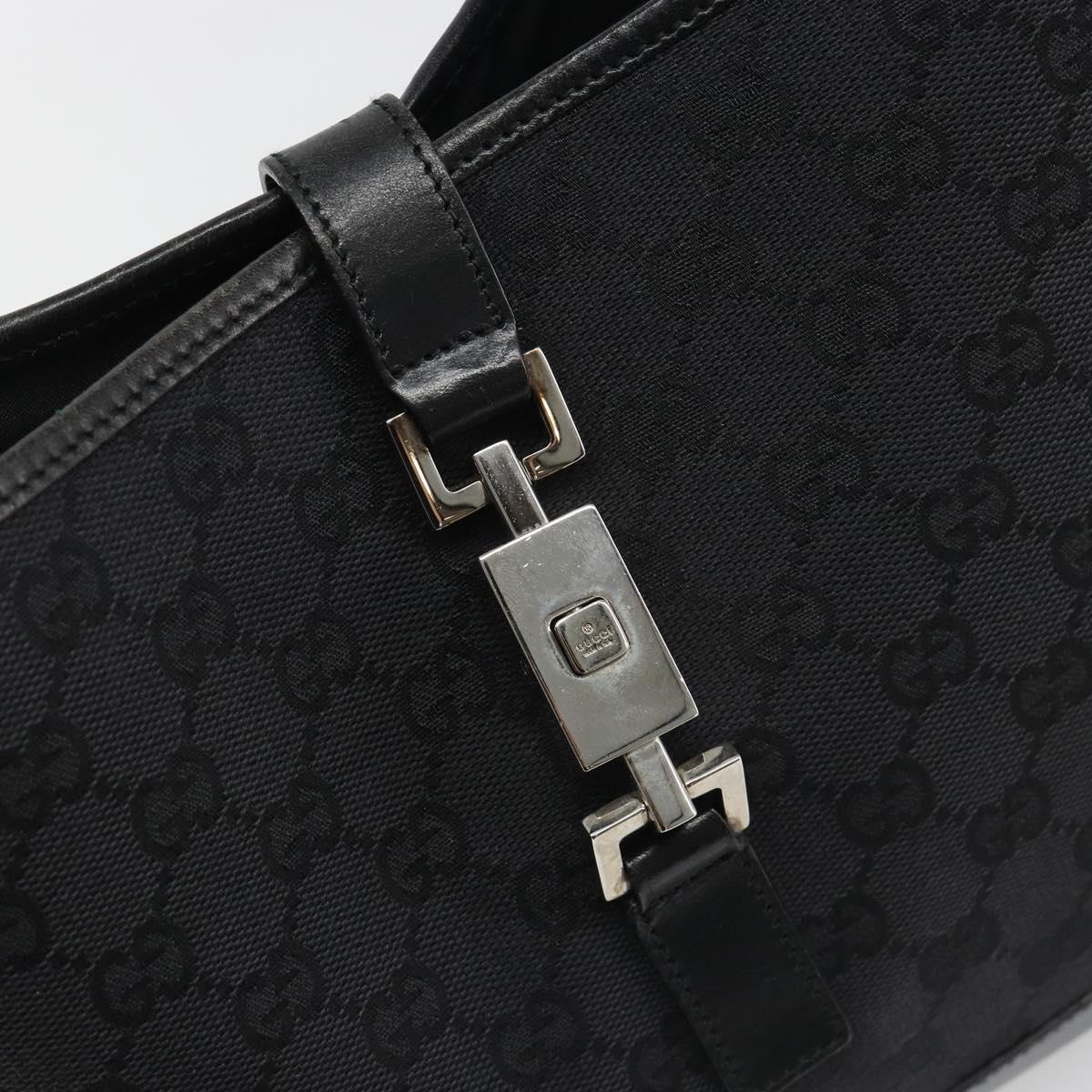 GUCCI GG Canvas Jackie Shoulder Bag Black Silver 001 3306 Auth yk20512SAV