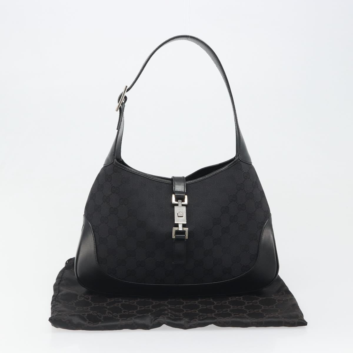 GUCCI GG Canvas Jackie Shoulder Bag Black Silver 001 3306 Auth yk20512SAV