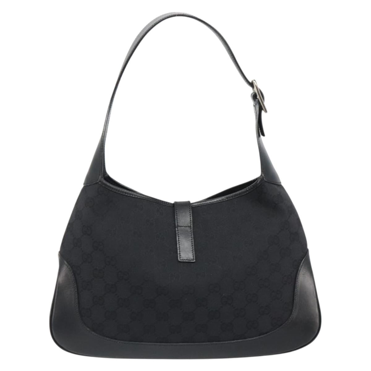 GUCCI GG Canvas Jackie Shoulder Bag Black Silver 001 3306 Auth yk20512SAV