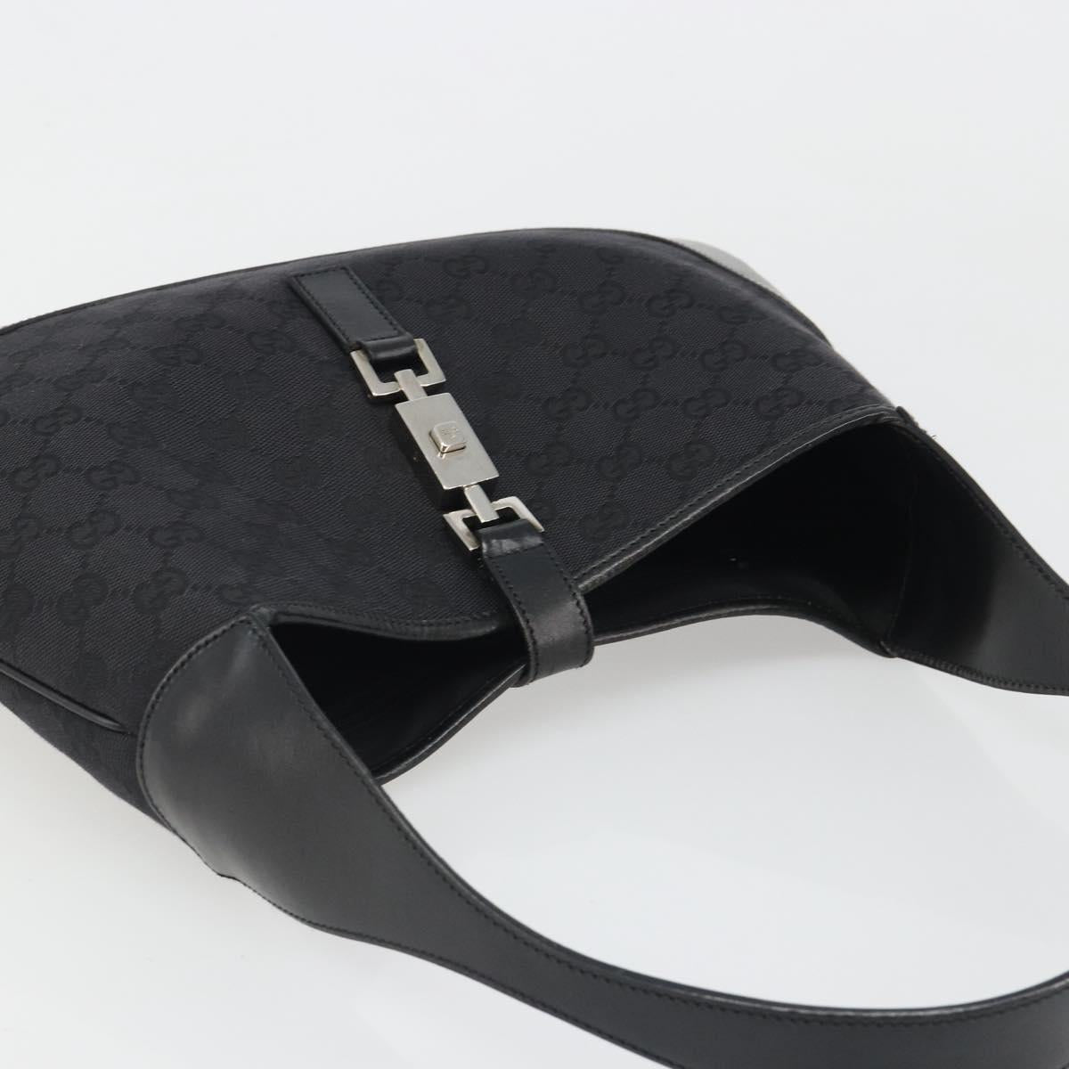 GUCCI GG Canvas Jackie Shoulder Bag Black Silver 001 3306 Auth yk20512SAV
