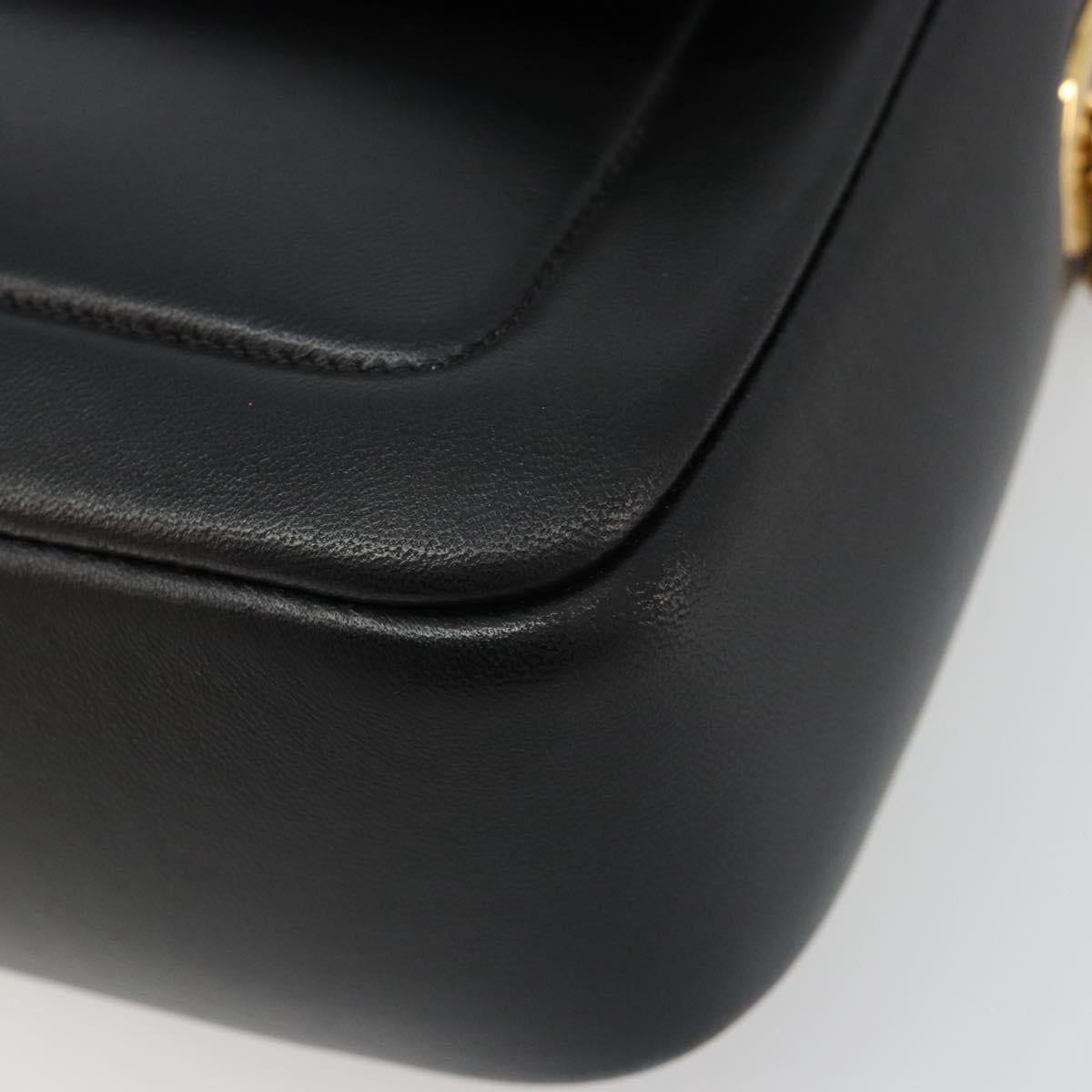 FENDI baguette Chain Shoulder Bag Leather Black Gold Auth yk20513SAV