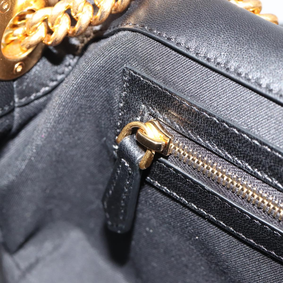 FENDI baguette Chain Shoulder Bag Leather Black Gold Auth yk20513SAV