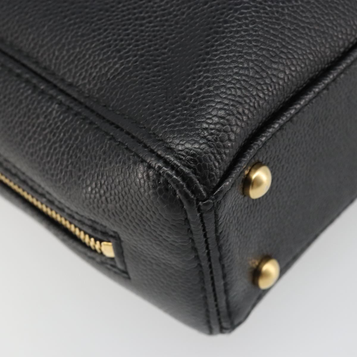 CHANEL COCO Mark Chain Hand Bag Caviar Skin Black Gold CC Auth yk20517SAV