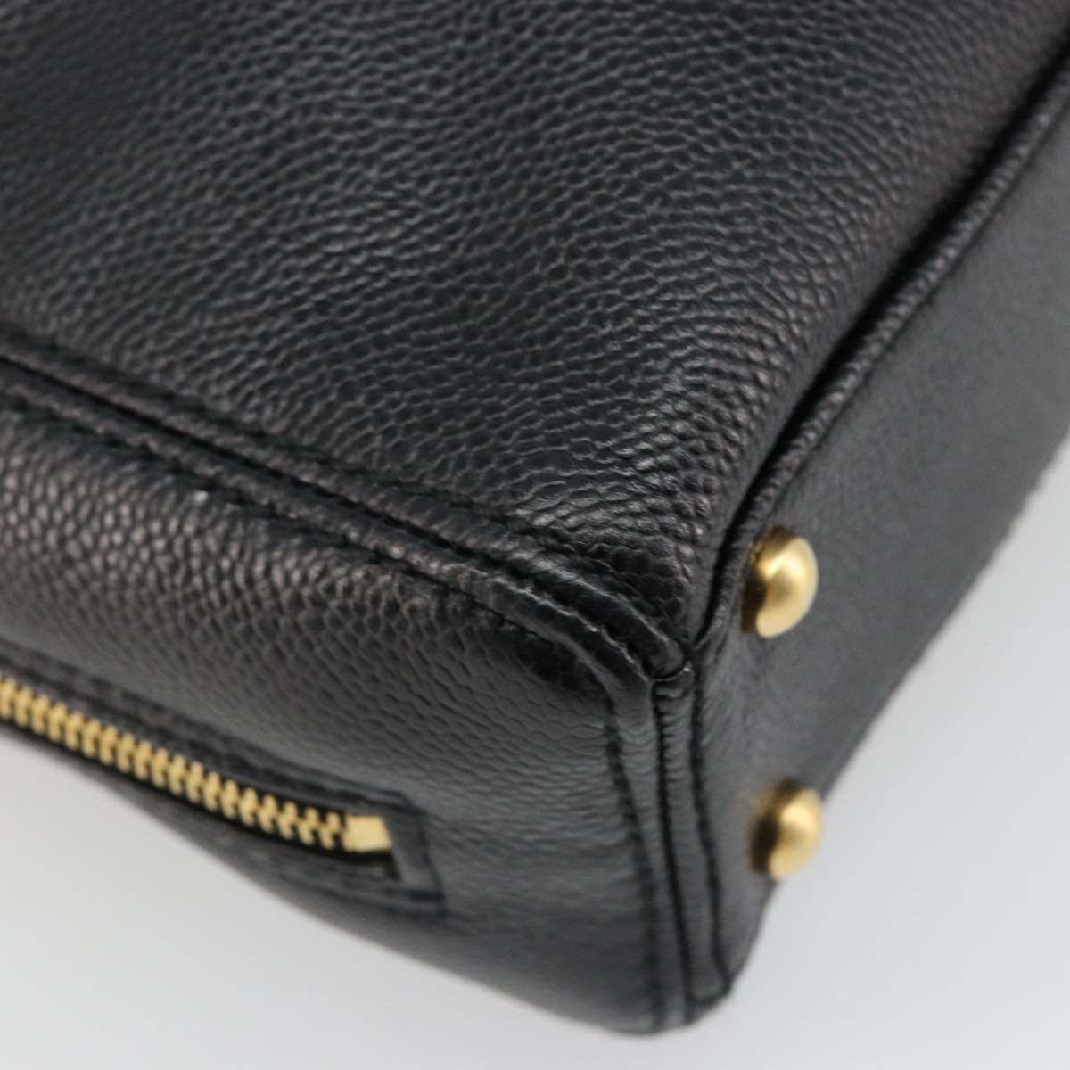 CHANEL COCO Mark Chain Hand Bag Caviar Skin Black Gold CC Auth yk20517SAV