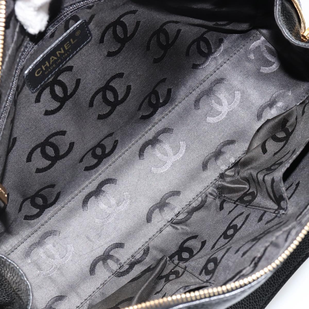 CHANEL COCO Mark Chain Hand Bag Caviar Skin Black Gold CC Auth yk20517SAV