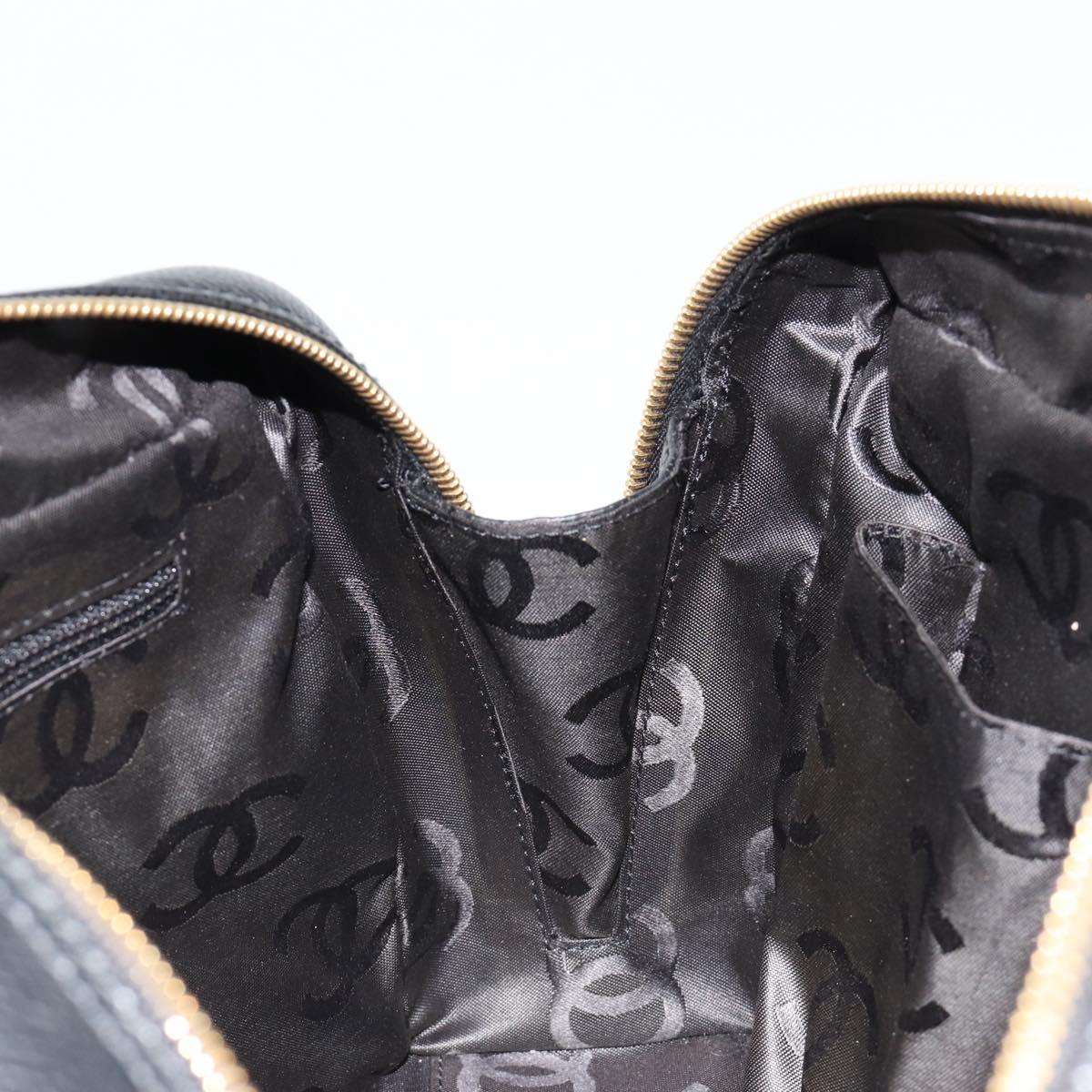 CHANEL COCO Mark Chain Hand Bag Caviar Skin Black Gold CC Auth yk20517SAV