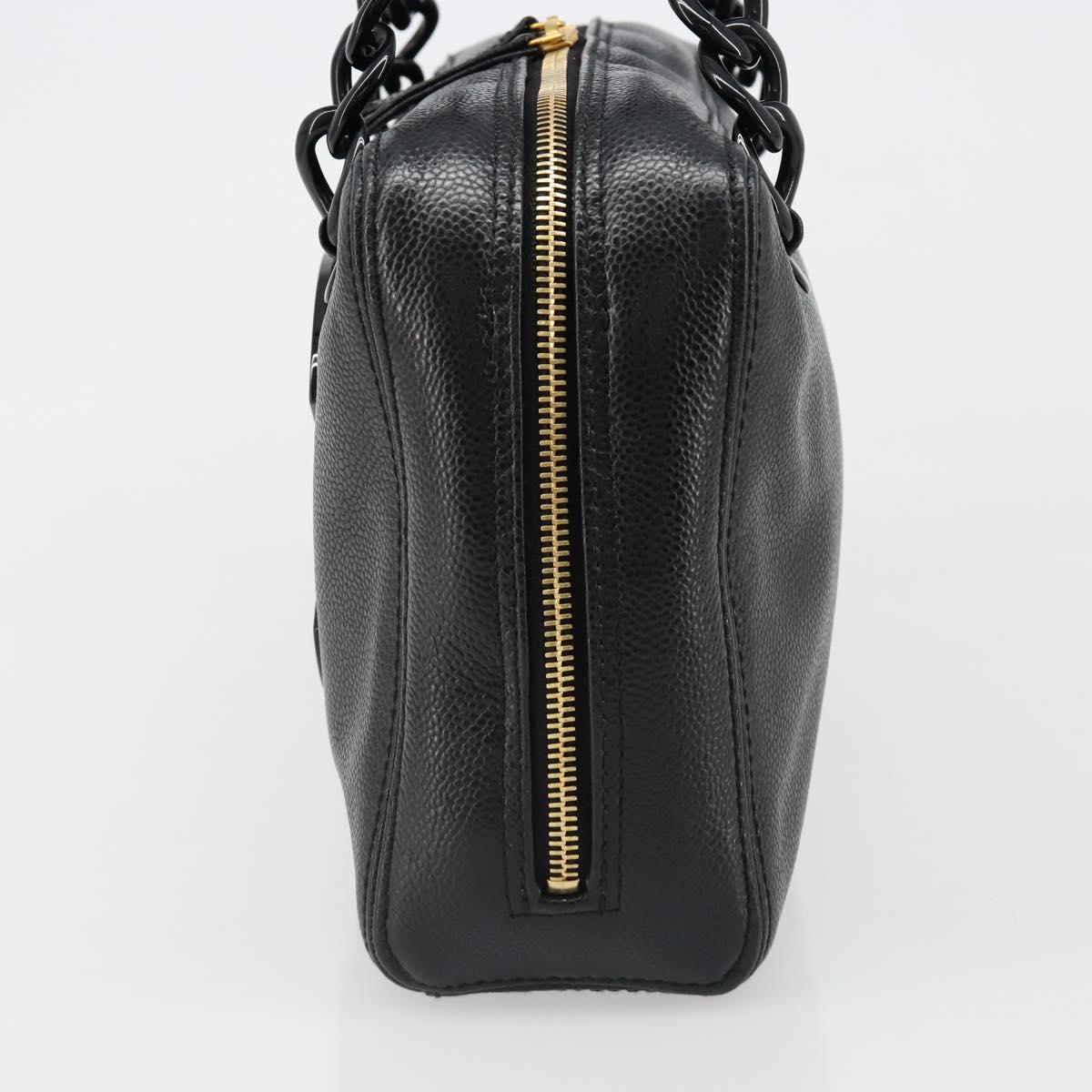CHANEL COCO Mark Chain Hand Bag Caviar Skin Black Gold CC Auth yk20517SAV