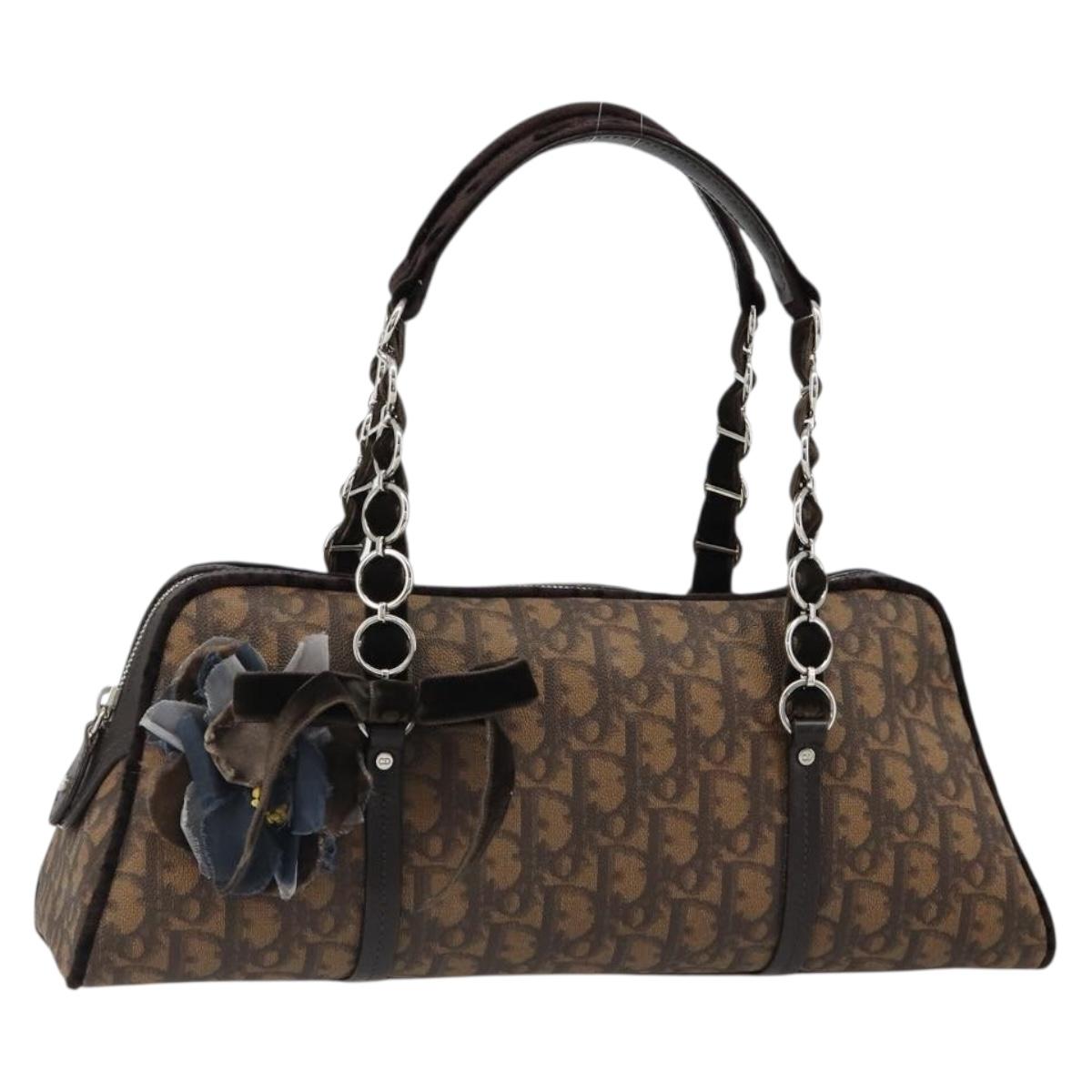 Christian Dior Trotter Canvas Romantic Chain Bag PVC Brown Auth yk20518SAV