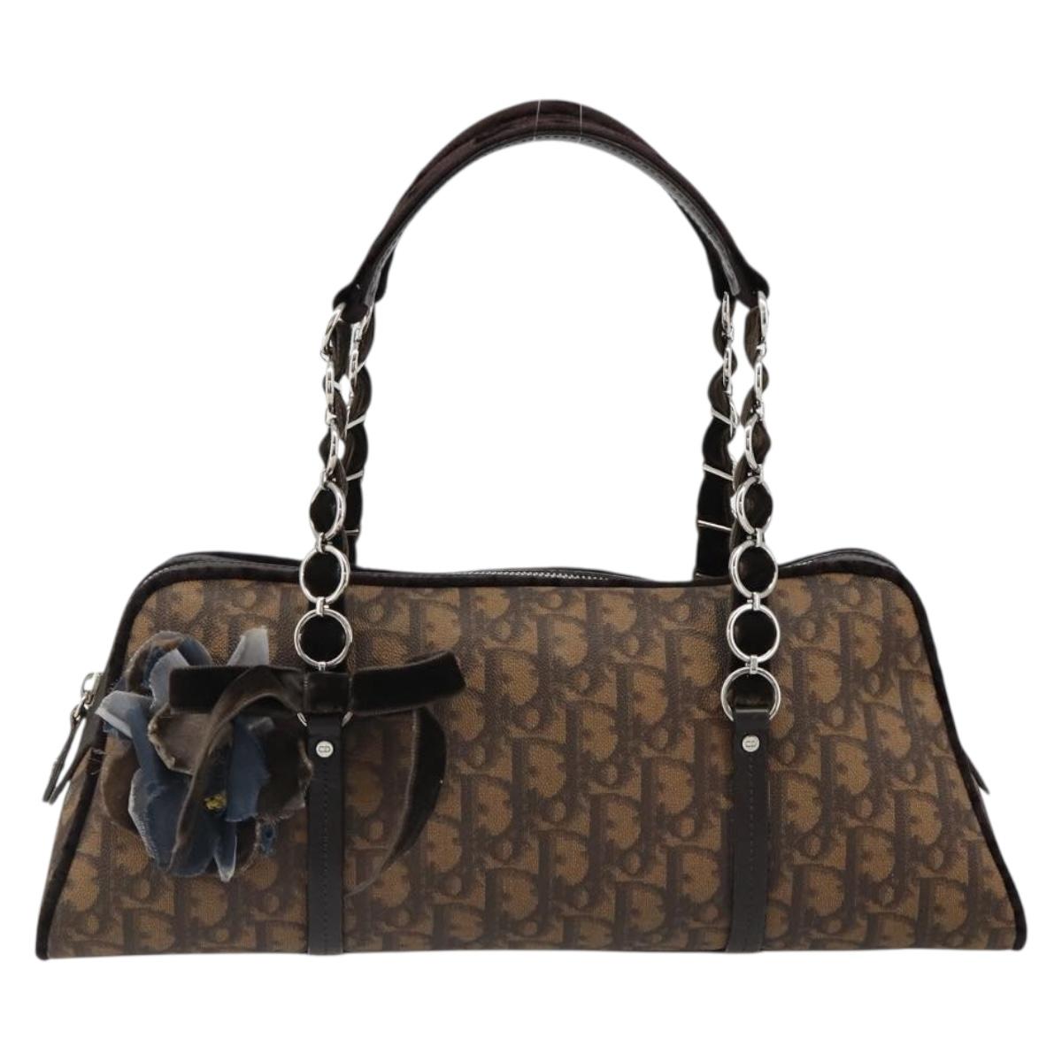 Christian Dior Trotter Canvas Romantic Chain Bag PVC Brown Auth yk20518SAV