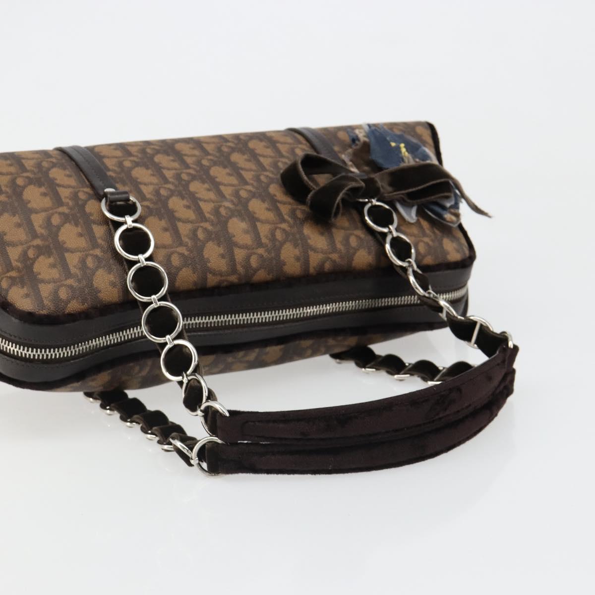 Christian Dior Trotter Canvas Romantic Chain Bag PVC Brown Auth yk20518SAV