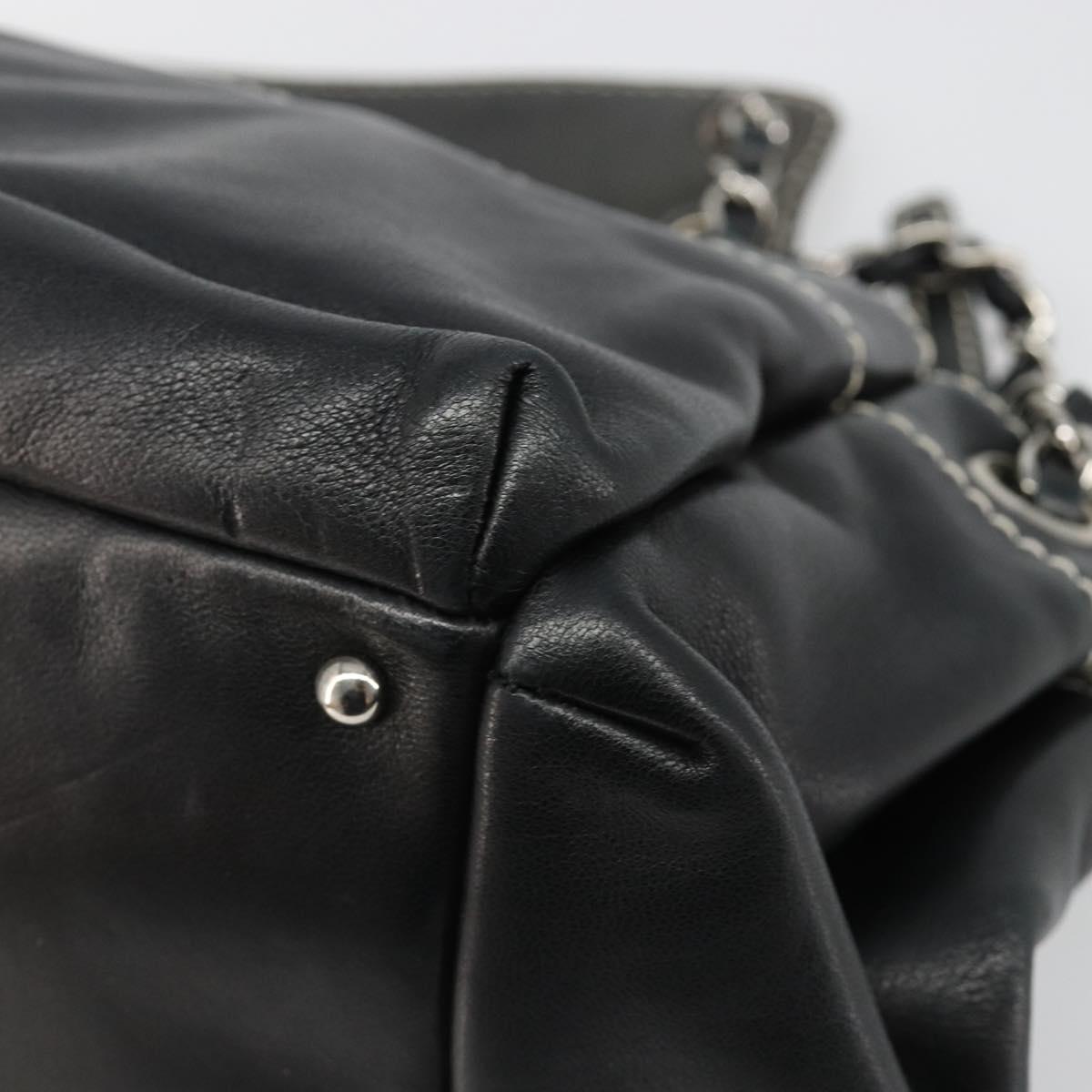 CHANEL Chain Shoulder Bag Lamb Skin Black Silver CC Auth yk20519V