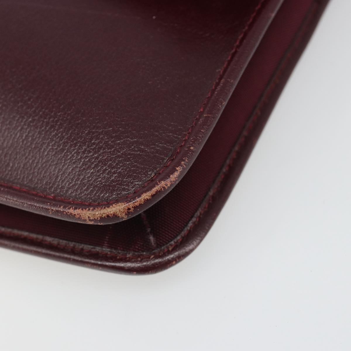 Christian Dior Shoulder Bag Leather Bordeaux Gold Auth yk20521