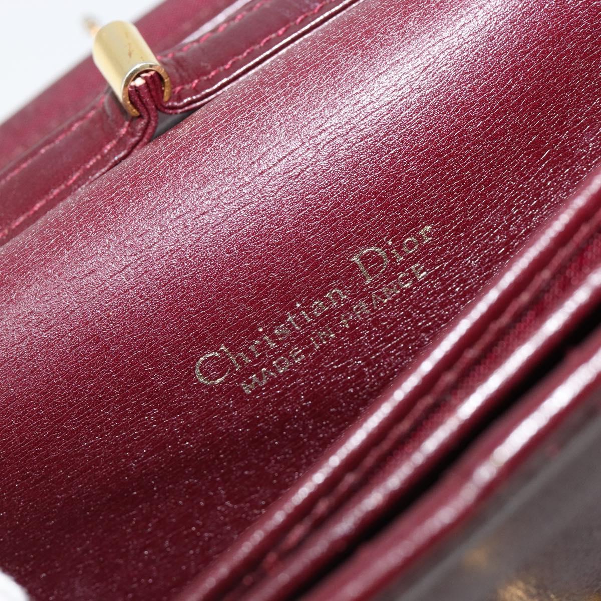 Christian Dior Shoulder Bag Leather Bordeaux Gold Auth yk20521