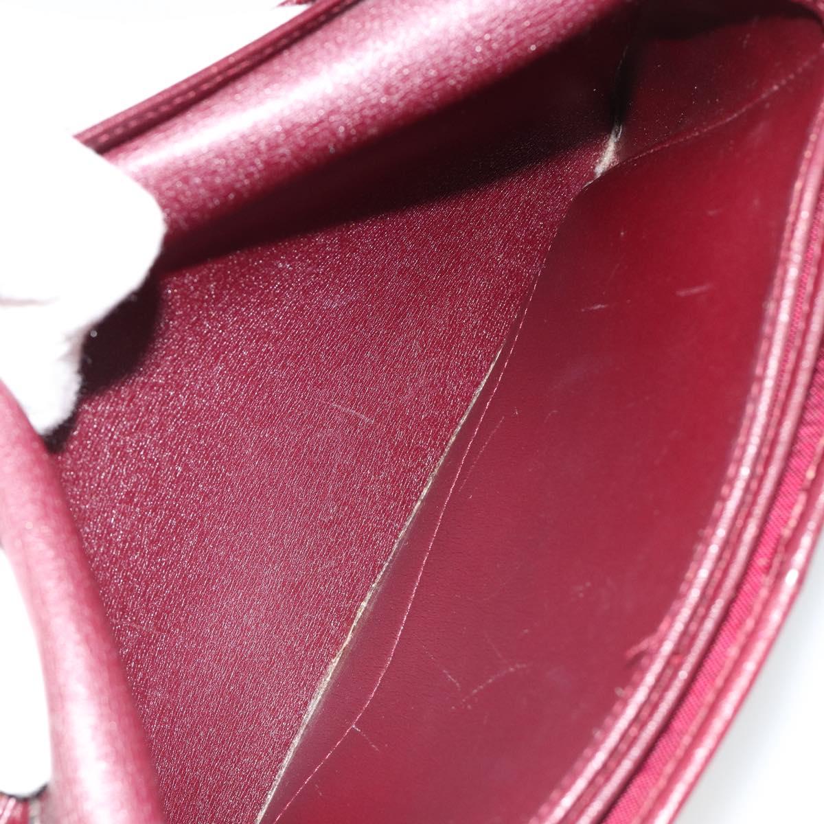 Christian Dior Shoulder Bag Leather Bordeaux Gold Auth yk20521