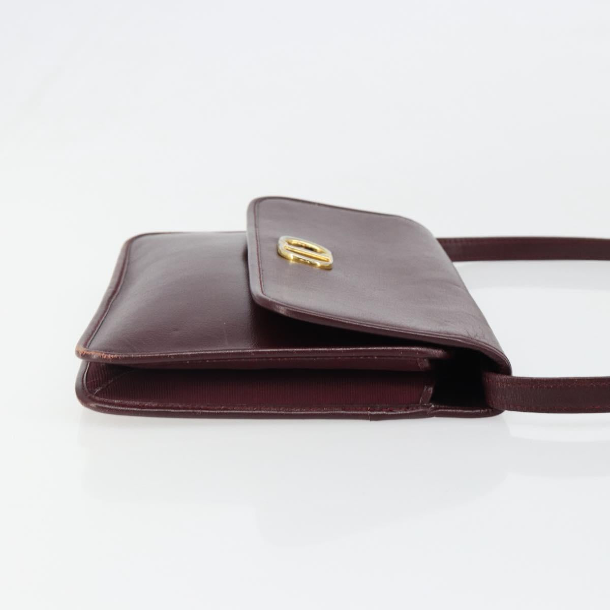 Christian Dior Shoulder Bag Leather Bordeaux Gold Auth yk20521