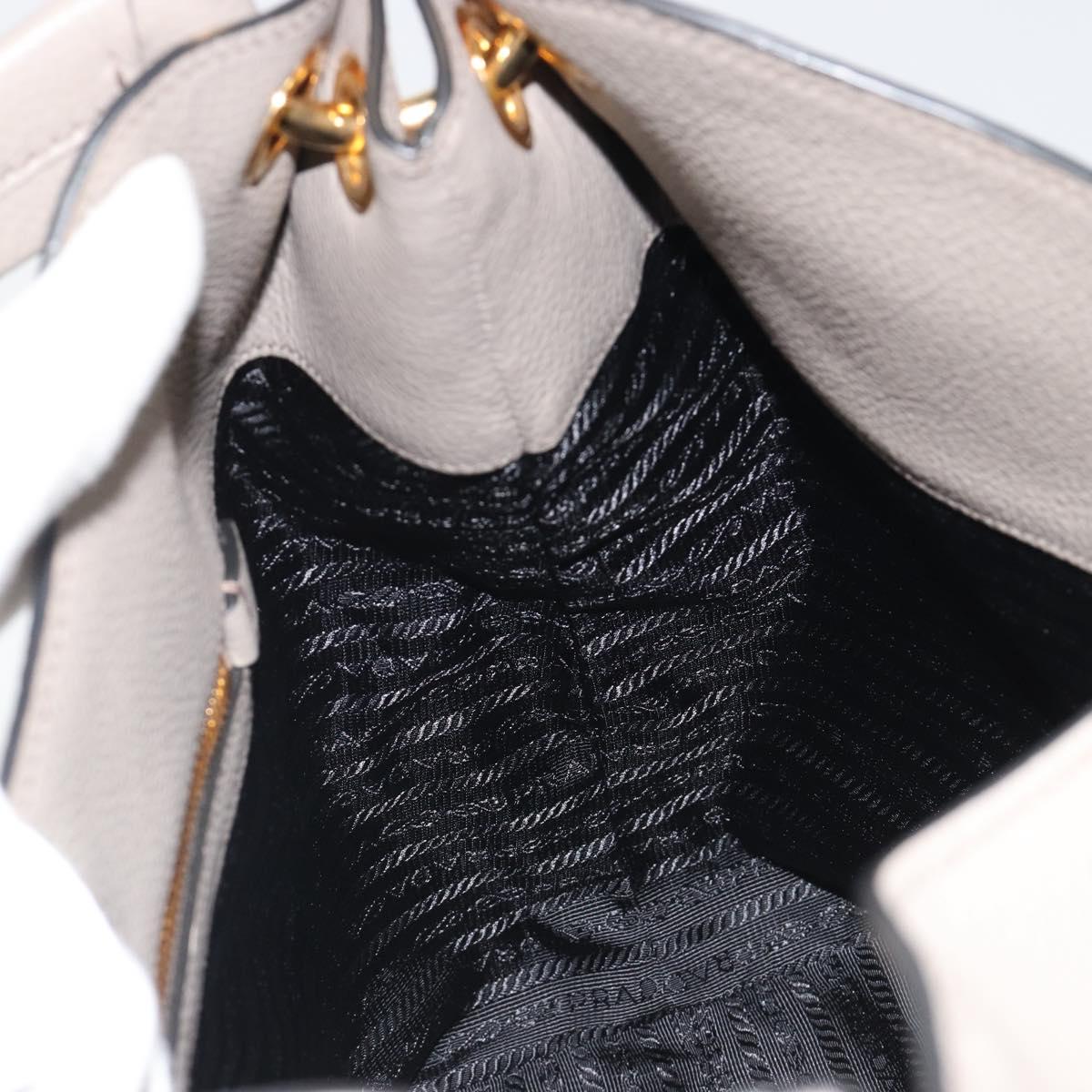 PRADA Shoulder Bag Leather Gray Gold 1BC051 Auth yk20522SAV