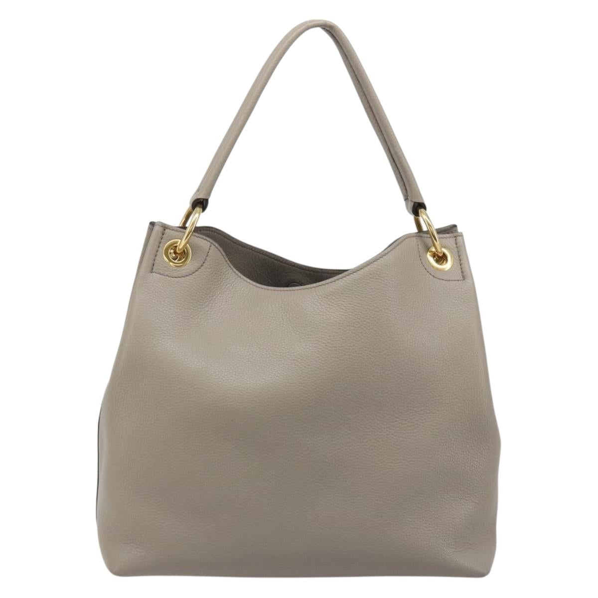 PRADA Shoulder Bag Leather Gray Gold 1BC051 Auth yk20522SAV