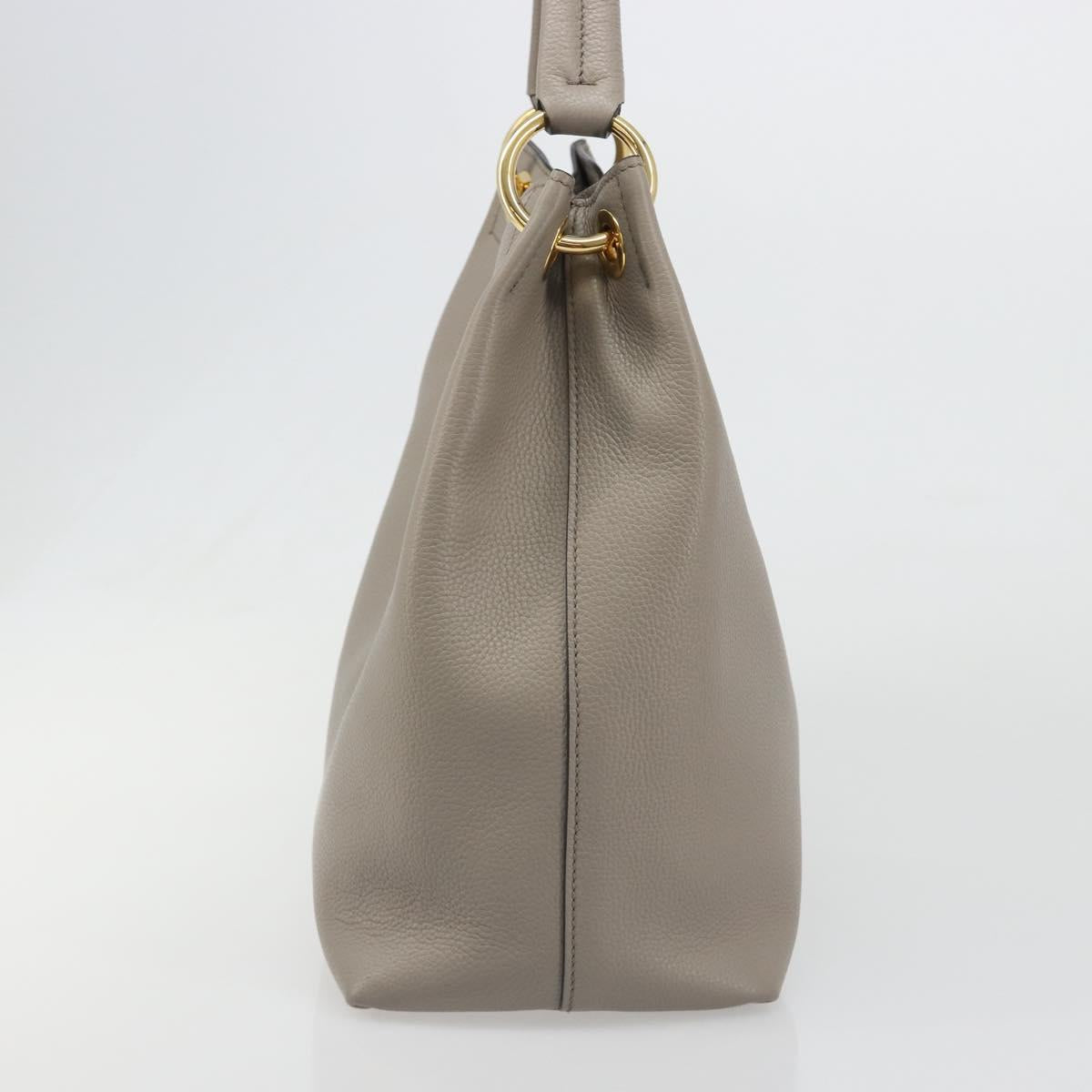PRADA Shoulder Bag Leather Gray Gold 1BC051 Auth yk20522SAV