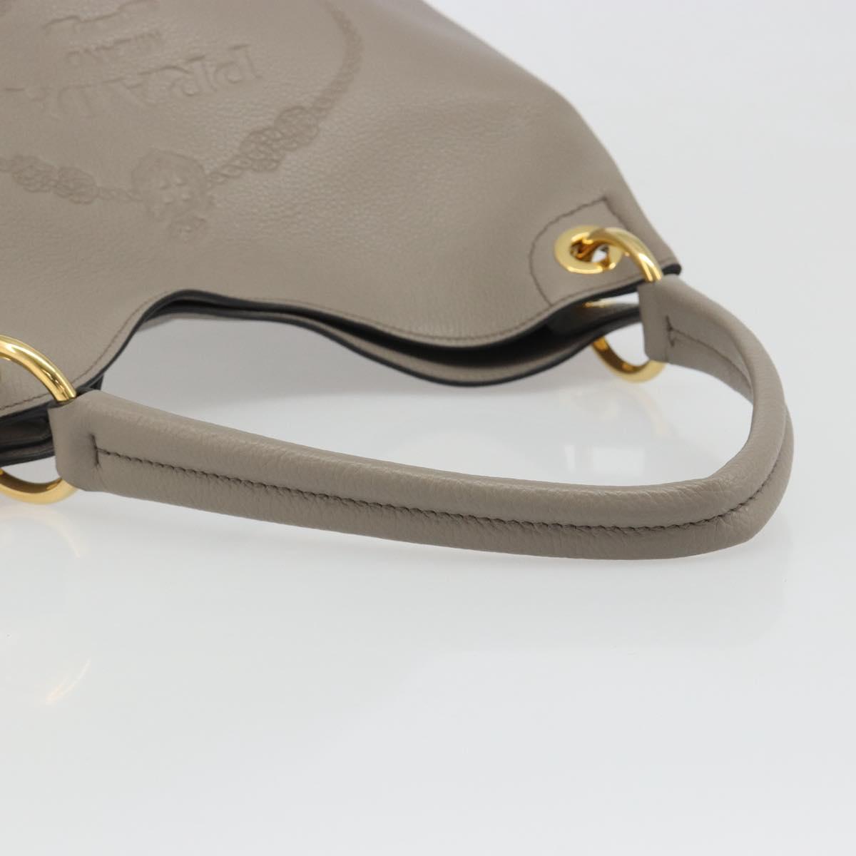 PRADA Shoulder Bag Leather Gray Gold 1BC051 Auth yk20522SAV