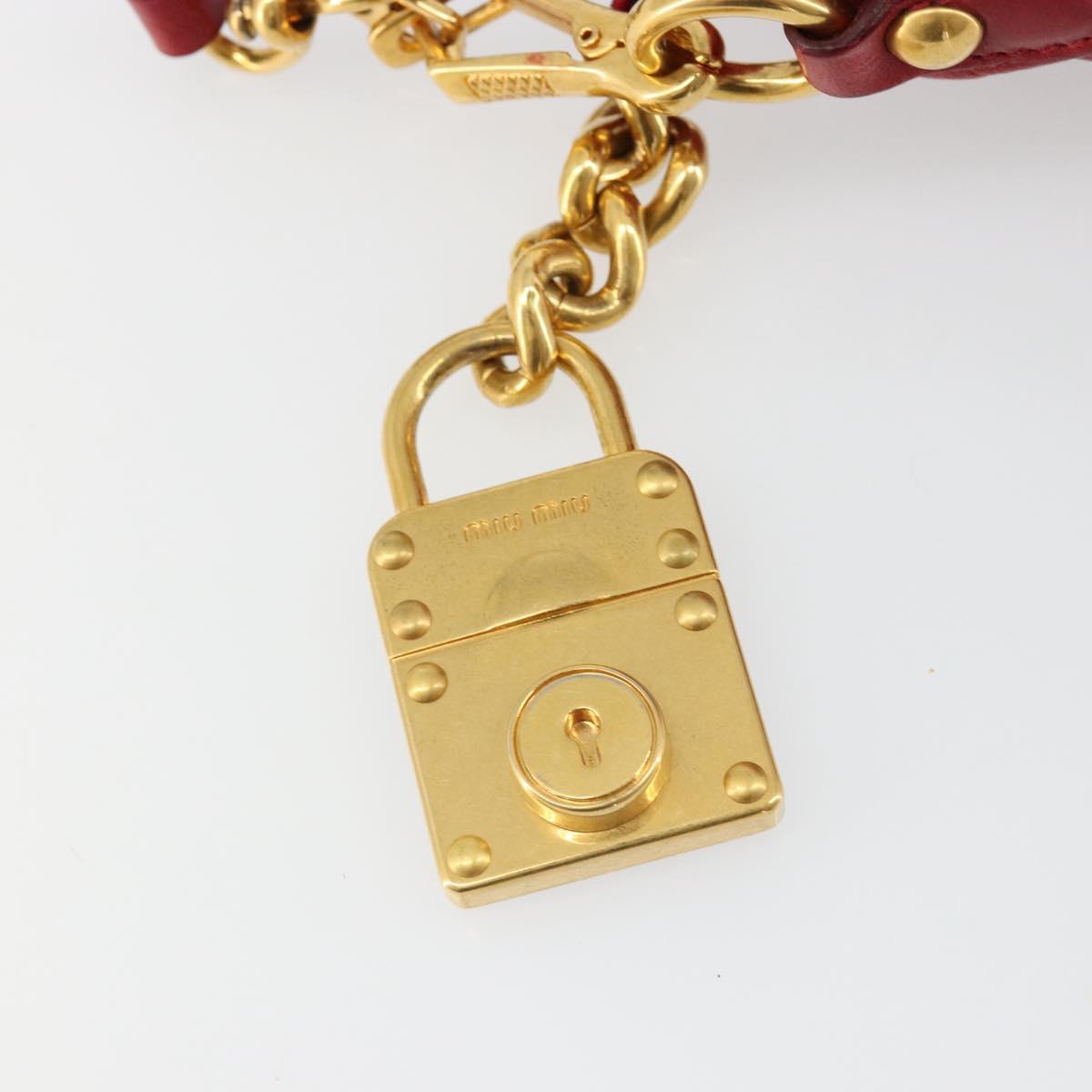 Miu Miu Matelasse Shoulder Bag Leather Red Gold Auth yk20524V