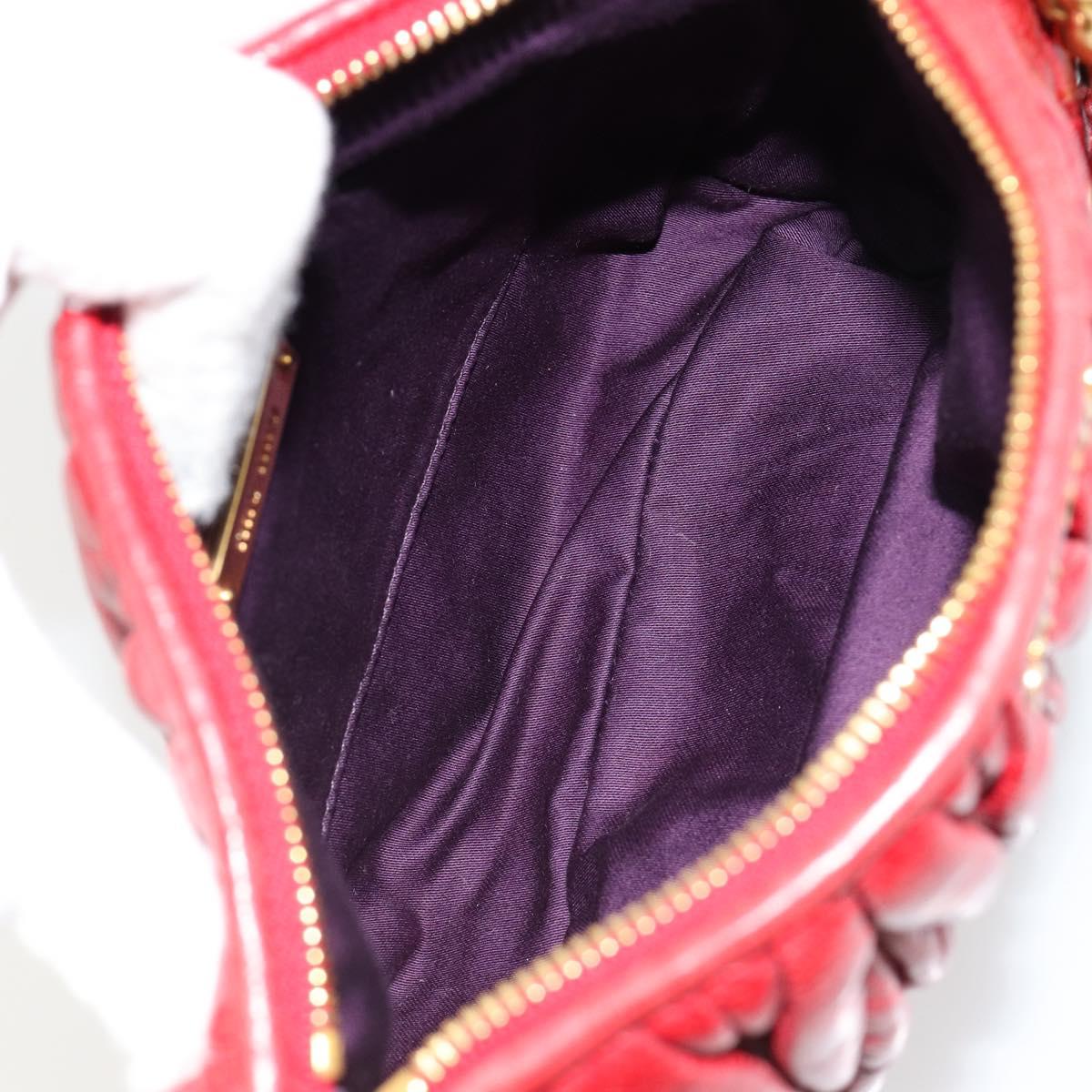 Miu Miu Matelasse Shoulder Bag Leather Red Gold Auth yk20524V