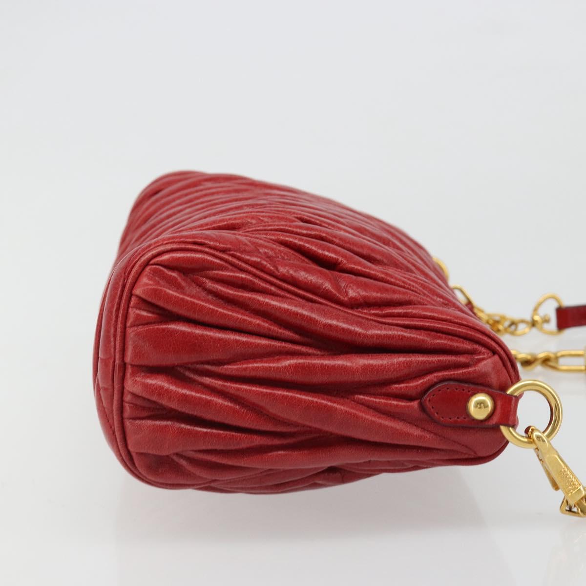 Miu Miu Matelasse Shoulder Bag Leather Red Gold Auth yk20524V