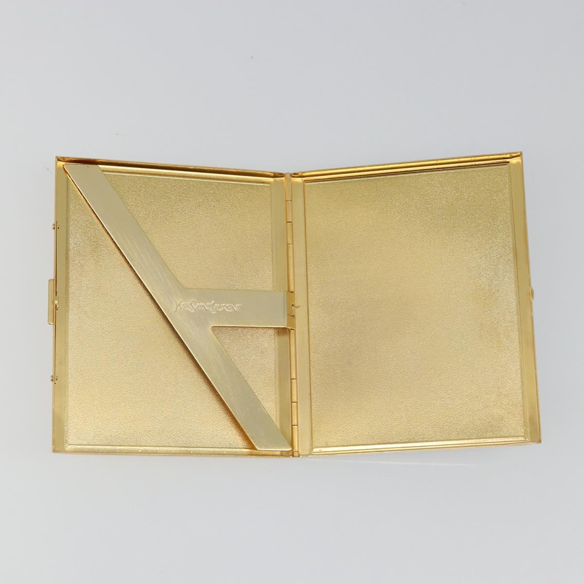 SAINT LAURENT Cigarette Case metal Gold Tone Auth yk20525