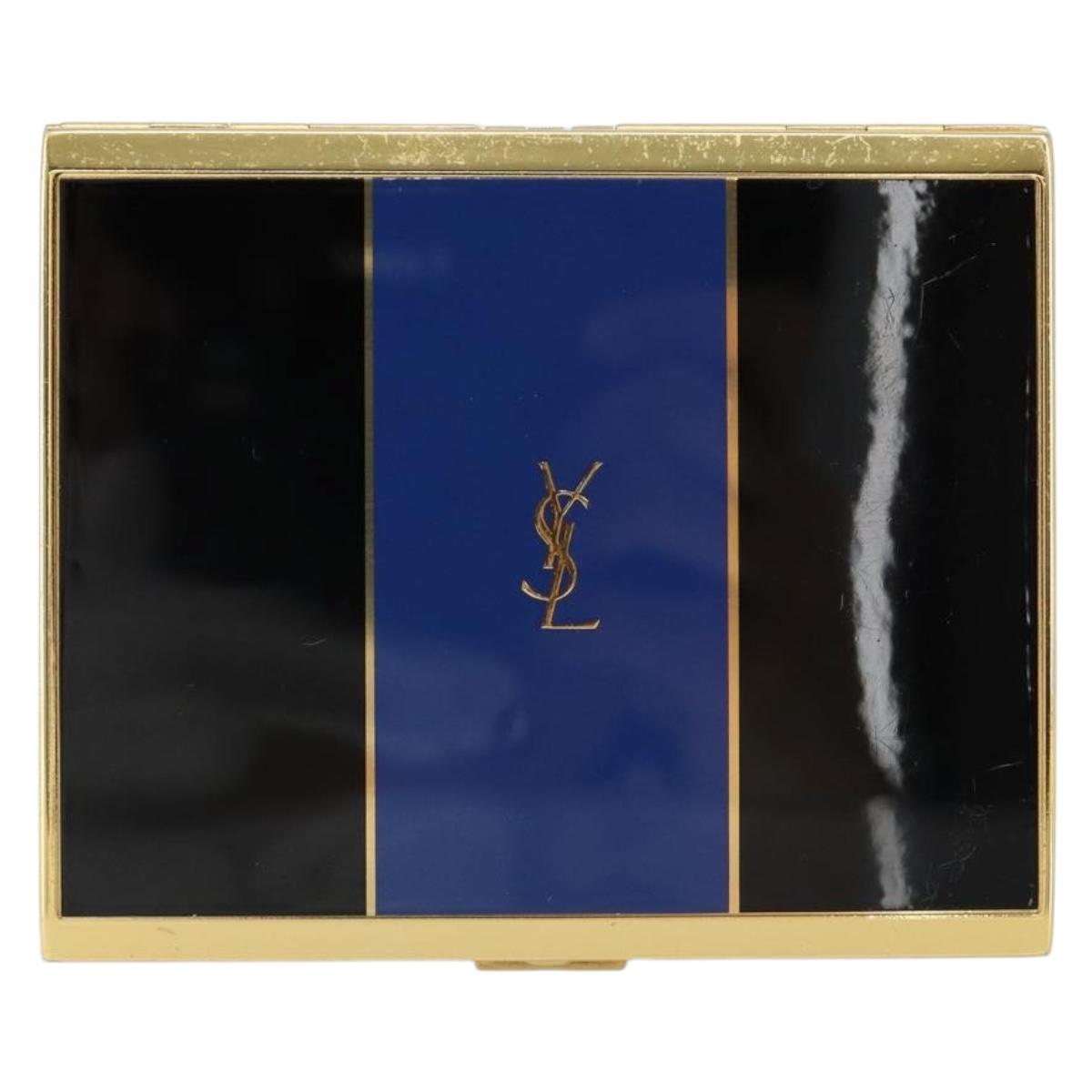 SAINT LAURENT Cigarette Case metal Gold Tone Auth yk20525