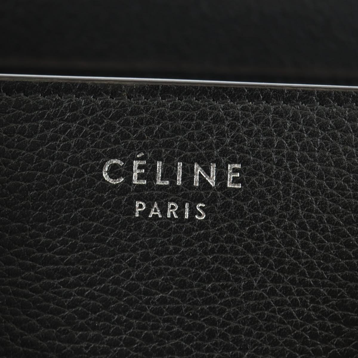 CELINE Luggage Mini Shopper Hand Bag Leather Black Silver Auth yk20526SAM